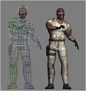 Side by side image of a video game character being created.